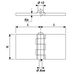 Charnière à Souder Acier 5 Nœuds Pour Porte En Métal - 12 X 50 X 50 Mm