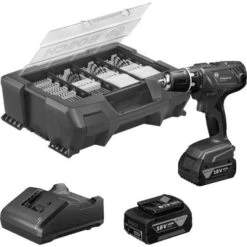 Bosch Perceuse-visseuse GSR18V-21 18 V + 2 Batteries 4 Ah + 82 Accessoires + L-Case - 06019H100C